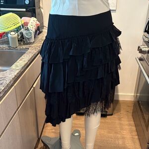 Zara Black Asymmetrical Ruffled Skirt